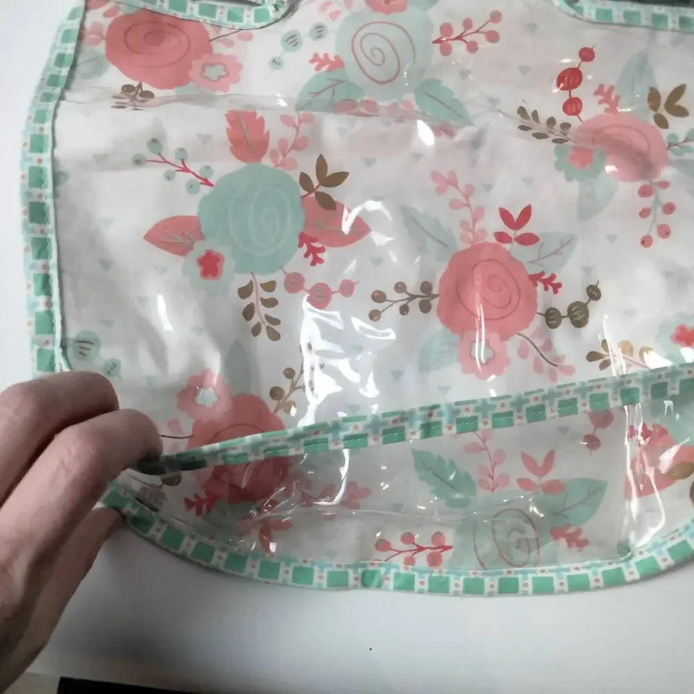 The Baby Guy Waterproof Full Coverage Floral Apron Bib Mint Green Pink Wipeable